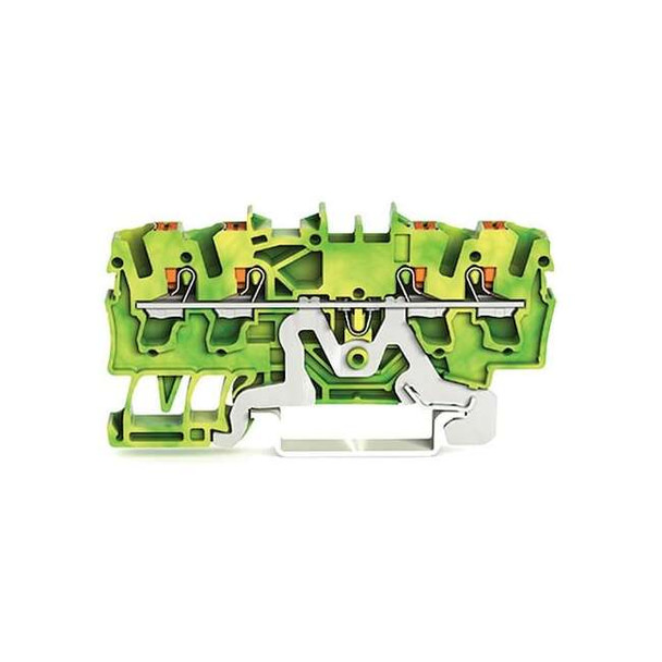 Wago Terminal Block,2.75" L,Green; Yellow 2202-1407