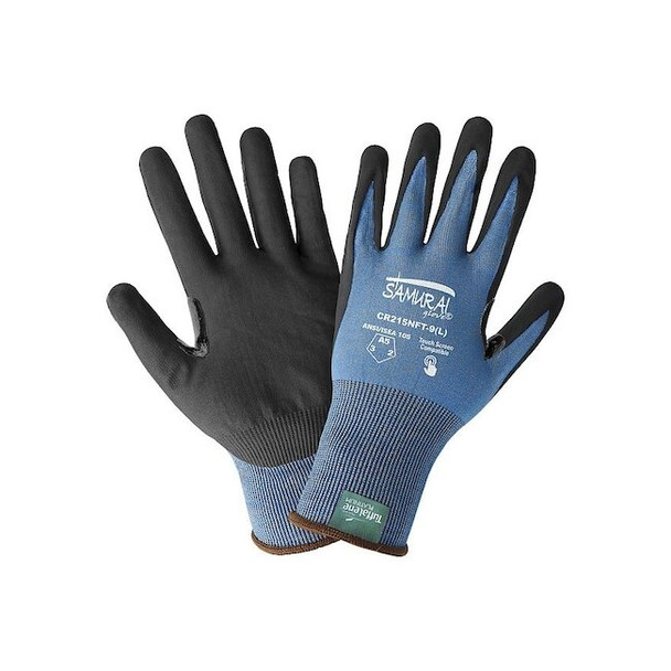 Globus Knit Cut Glove,Nitrile,Black,7(S),PR CR215NFT-7(S)