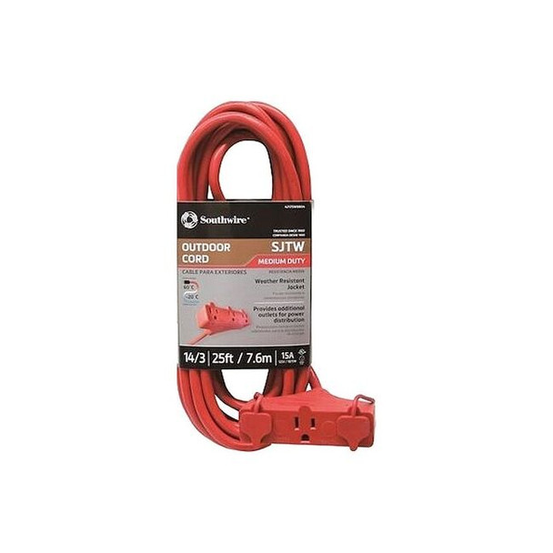 Southwire ExtensionCord,25ft,Red,14AWG,Round 4217SW8804