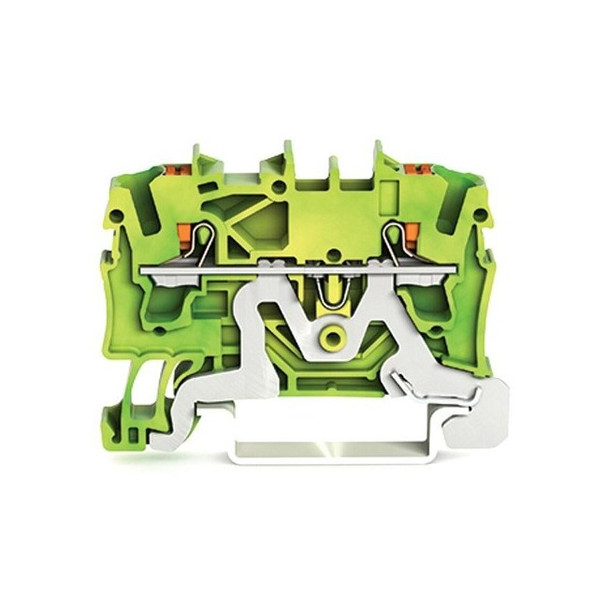 Wago Terminal Block,1.9" L,Green; Yellow 2202-1207