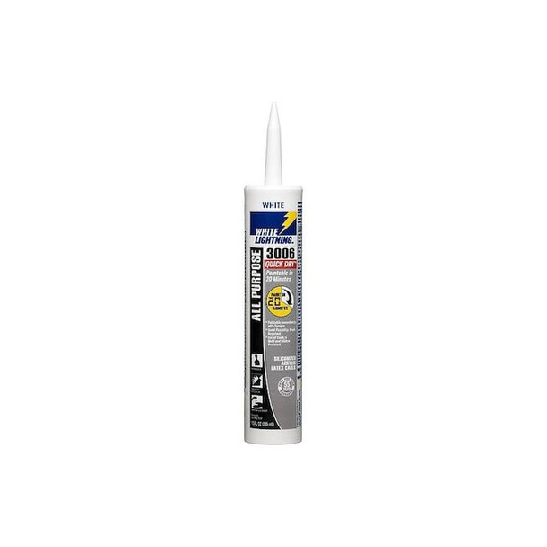 White Lightning Acrylic Caulk,6 " L,8 " W,White W12QD0010