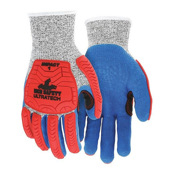 Mcr Safety Coated Gloves, Cut Level A4 ,Dipped ,Latex ,Rough ,M 12 PK UT1951M