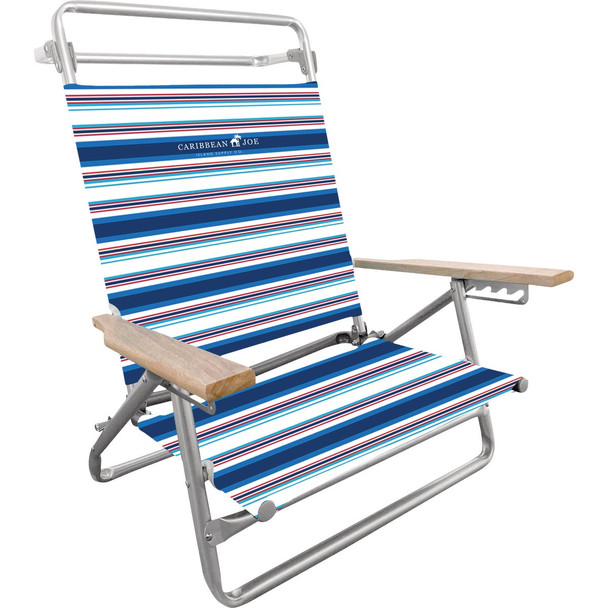 Caribbean Joe 5-Position Folding Beach Chair CJ-7740RWBST