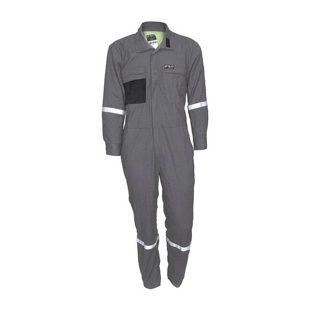 Coverall, 8.9 cal/sq cm ATPV, M, 30 in Inseam, FR Inherent Blend, Zipper