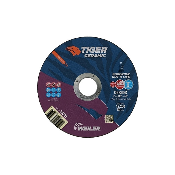 Tiger Ceramic Cutting Wheels, Type 27, 4 in Dia., 1/16 in Thick, 3/8 in Arbor