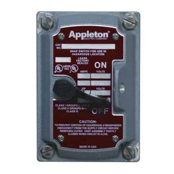Appleton Electric Cover/Chamber/Switch, 2-Pole, 1Gang, 20A EDSF22Q