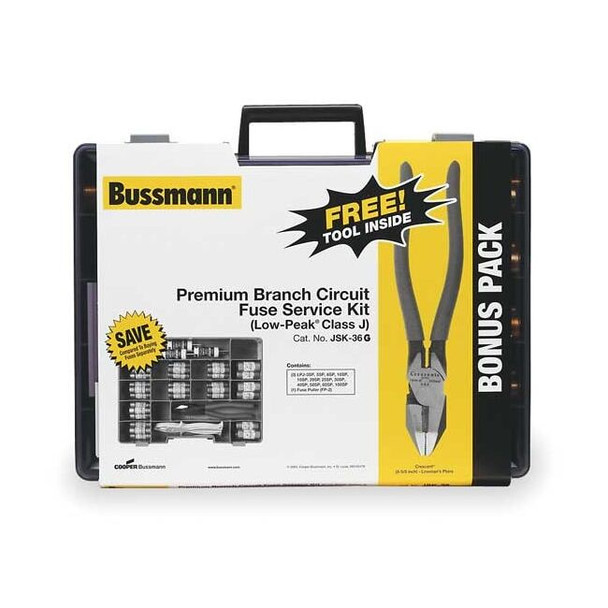 Industrial Fuse Kit, LPJ Series, 36 Fuses Included, J Class, 5 to 100A, 300V AC