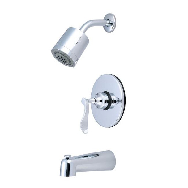 Tub and Shower Faucet, Standard, 3, Wall Mount, Polished Chrome