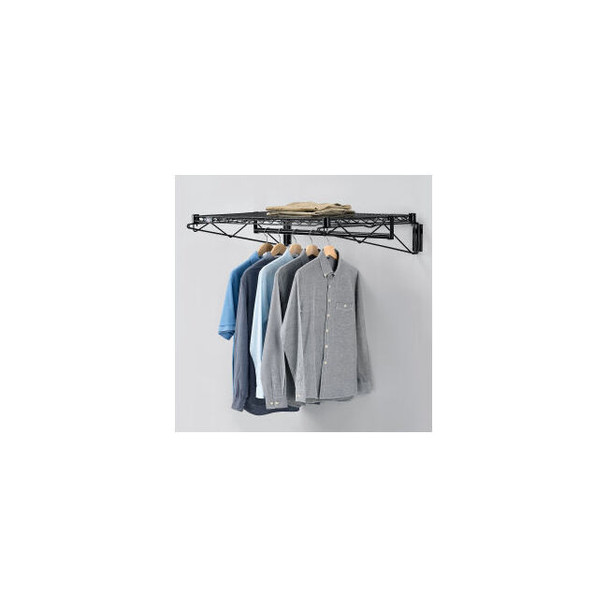 Black Coat Rack with Bars - Wall Mount - 36""W x 24""D x 6""H