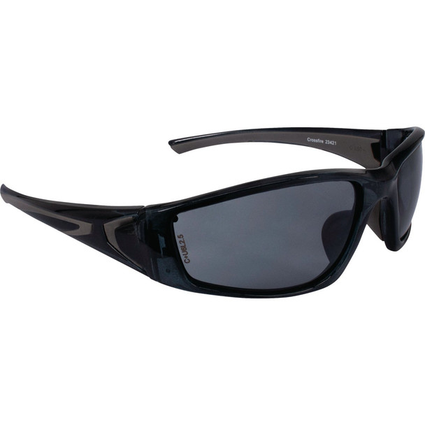 Crossfire RPG Premium Crystal Black Frame Safety Glasses with Smoke Lens 23421
