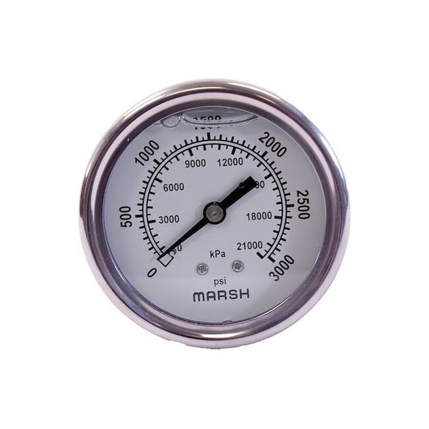 Marsh Pressure Gauge, 1/4 in NPT, Center Back Location J6454P
