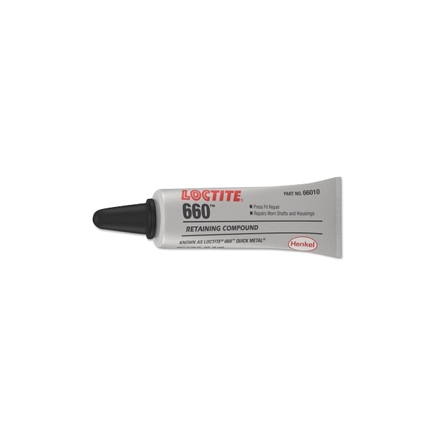 660 Quick Metal Retaining Compound, 6 mL Tube, Silver, 3,300 psi Pack of 10
