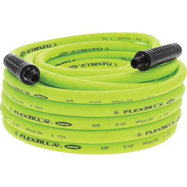 Flexzilla Hybrid Polymer 50' Air Hose - 3/8" I.D. 1/4"MNPT Fittings HFZ3850YW2-E