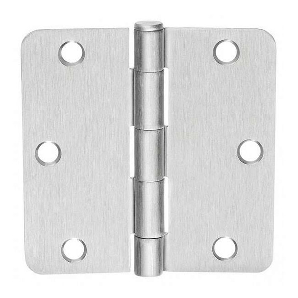 Butt Hinge, Steel, Flush Mounting, 1 11/16 in Leaf W x 4 in Leaf H, Satin Chrome