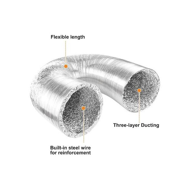 Hepacart FlexibleDuct,12inDia,BoPET,25ft Length HFACC-DUCL2