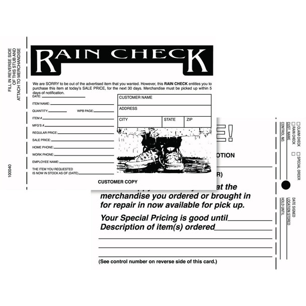 True Value 3-Part Rain Check Form (25-Count) 100081