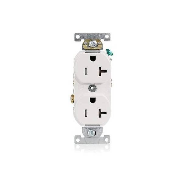 Leviton Plugs&Rcptcls,20A,125VAC,Wht,Thrmplstc TCR20-W