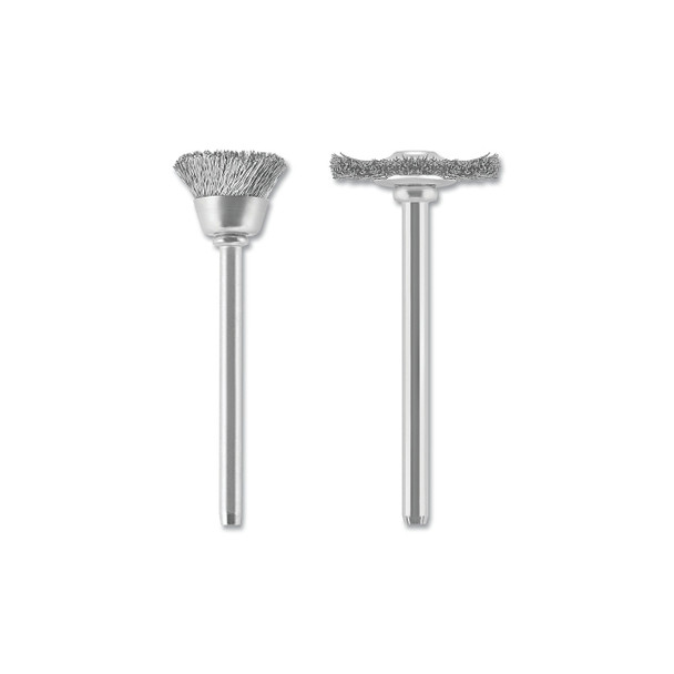 Carbon Steel Brush, Set of 2, 3/4 in and 1/2 in dia, 1.75 L, 15000 RPM