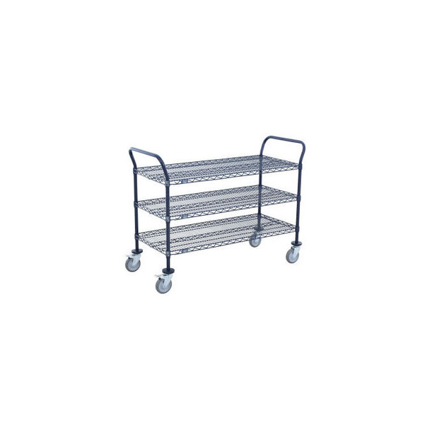 Nexel Utility Cart 3 Shelf Nexelon 48""W x 14""D x 39""H Poly Casters4 Swivel2 B