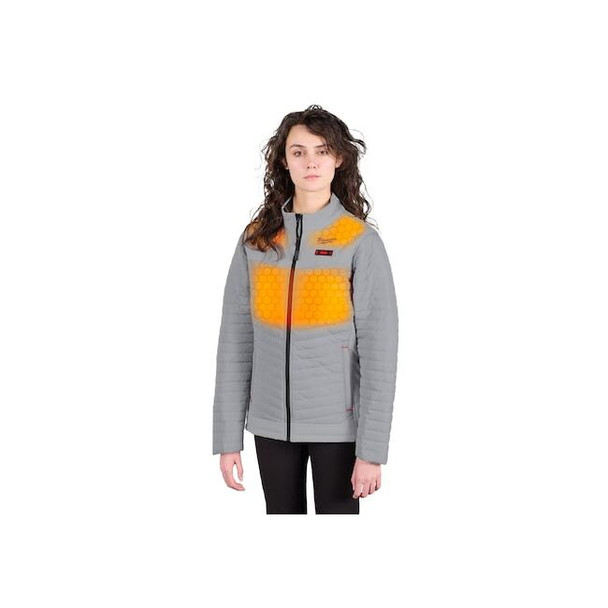 M12 Women's Heated Jacket, Gray, Heats 3 to 12 Hours, 2 Outside Pockets, M