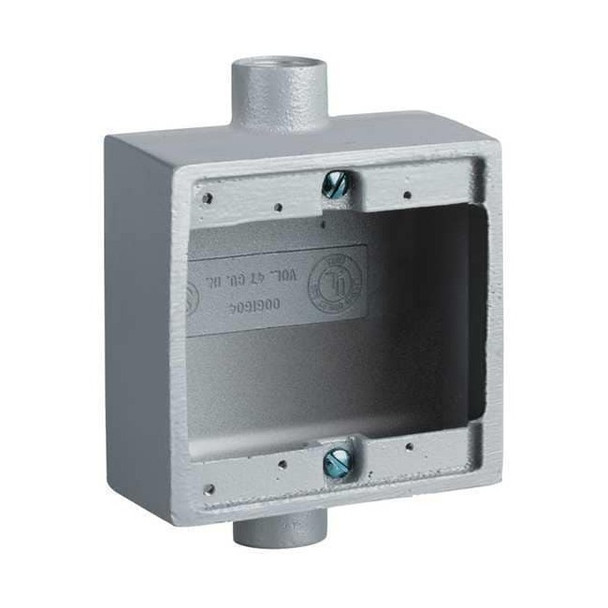 Electrical Box, 32 cu in, FSC Box Type, 2 Gangs, Malleable Iron, Square Shape