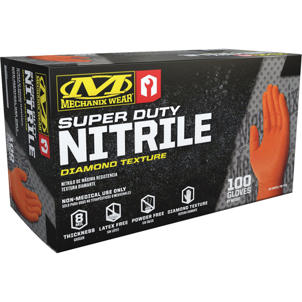 8 Mil Nitrile RDT Gloves 100-BX (XX-Large, Orange) D01-09-012-100