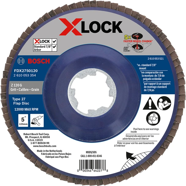 5 In. X-LOCK 120 Grit Flap Disc FDX2750120