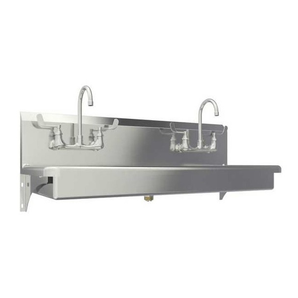 Sani-Lav Wall Mount, 4 Hole, Dual Manual Handle, Silver, Wash Station 5A2F