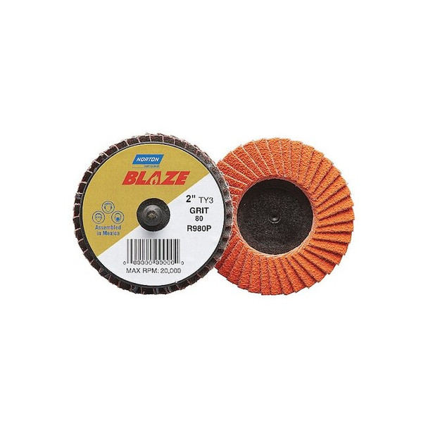 Norton Abrasives Flap Disc, 2 in Dia, 80 Grit, Type 27 77696090148 Pack of 10