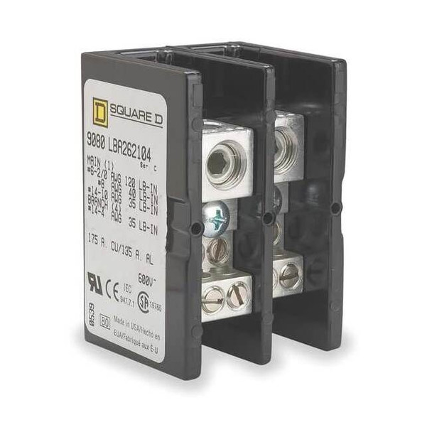 Power Distribution Block, Open, 2 Pole, 175 A Copper, 600 V AC/DC, Surface Mount