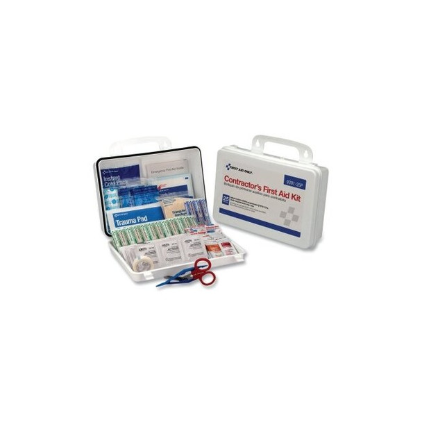 Contractor's First Aid Kit, 25 Person, Plastic Case, Portable/Wall Mount