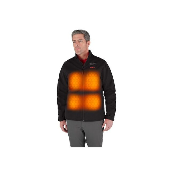 Men's Heated Jacket, Black, Heats 3 to 12 hours ,12 V 3 Outside Pockets, L