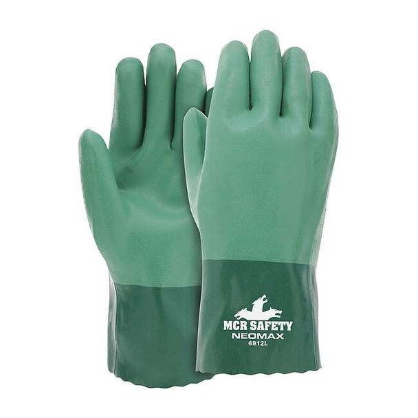 NeoMax Chemical Resistant Gloves, Neoprene, 12 in L, Not Rated, Green, XL, 1 PR