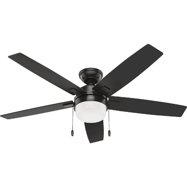 Hunter Anisten 52 In. Matte Black Ceiling Fan with LED Light Kit and Pull Chain