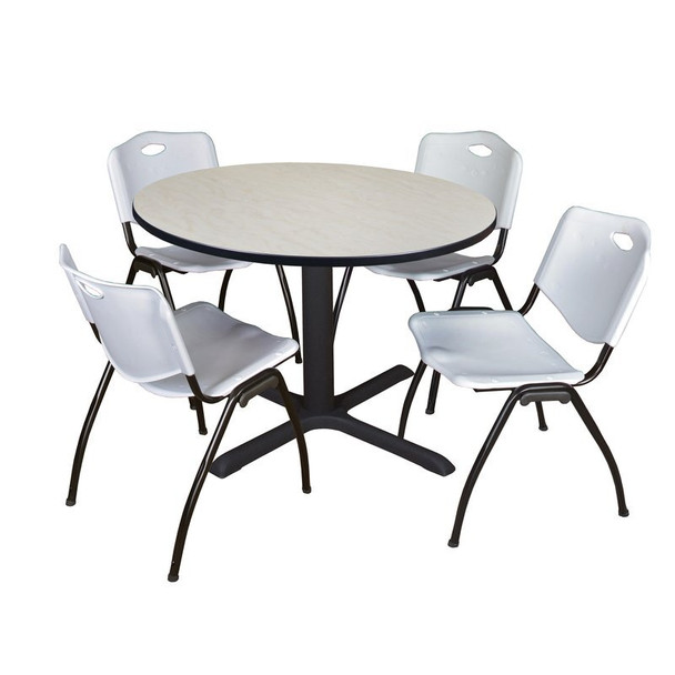 Cain Cain Round Table & Chair Set, Wood, Metal, Plastic Top, Maple TB48RNDPL47GY