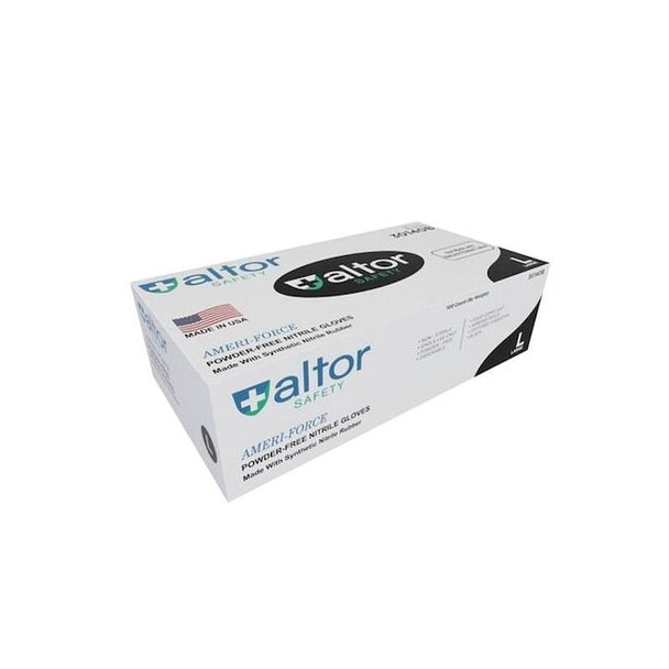 Altor Safety Disp Gloves,6ml,BLK,L, PK100 30140B