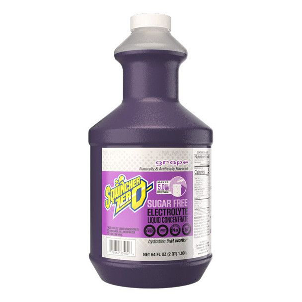 Sqwincher® Zero Liquid Concentrate, 64 oz Bottle, 5 gal Yield, Grape, 6/Case