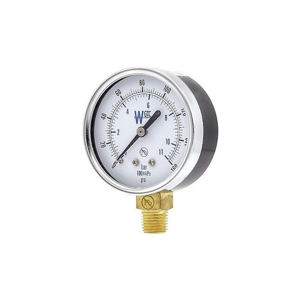 Weksler Pressure Gauge, 1/4 in NPT, Bottom Location 25TL4PEW-PBF