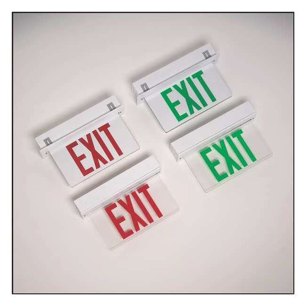 Edge-lit Exit Sign, White, 1 Face(s), LED, Universal Mount, Nickel Cadmium