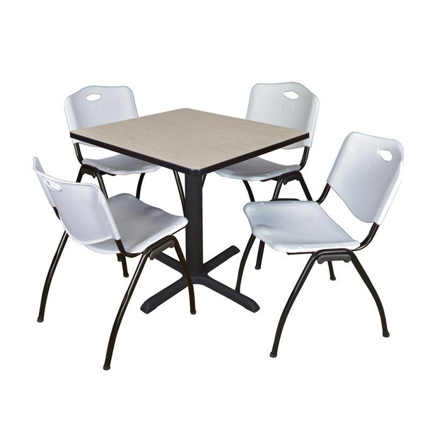 Cain Cain Square Table & Chair Set, Wood, Metal, Plastic Top, Maple TB3030PL47GY