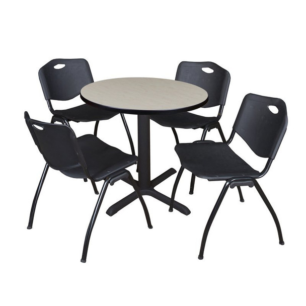 Cain Cain Round Table & Chair Set, Wood, Metal, Plastic Top, Maple TB30RNDPL47BK