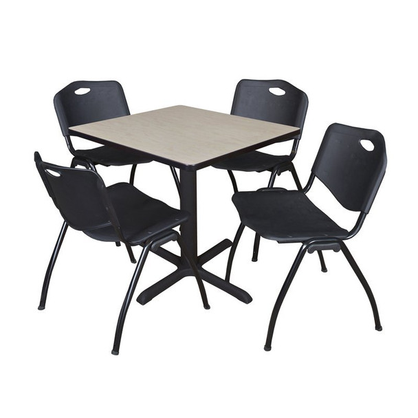 Cain Cain Square Table & Chair Set, Wood, Metal, Plastic Top, Maple TB3030PL47BK