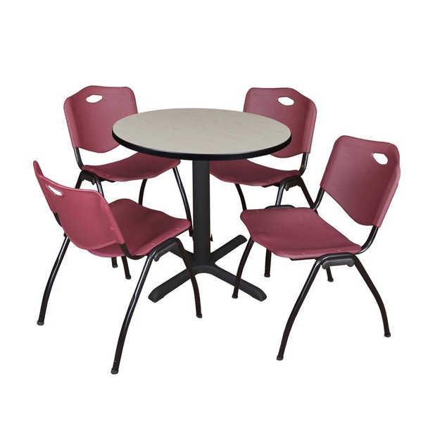Cain Cain Round Table & Chair Set, Wood, Metal, Plastic Top, Maple TB30RNDPL47BY