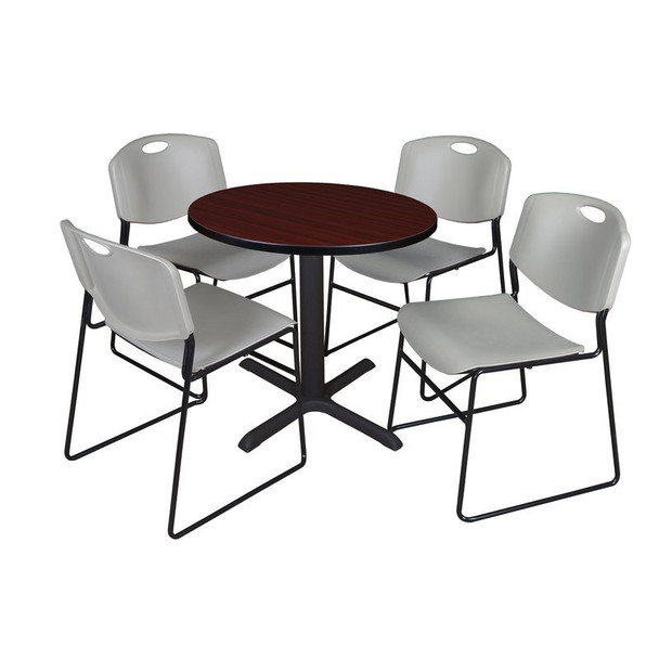 Cain Cain Round Table & Chair Set, Wood, Metal, Polypropylene Top TB30RNDMH44GY