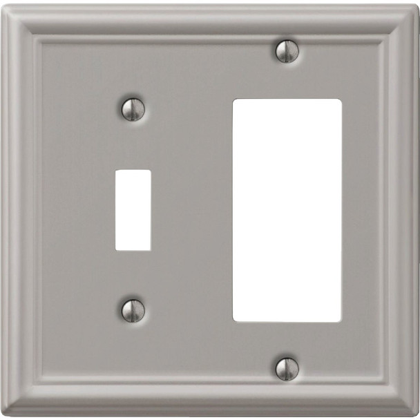 Amerelle Chelsea Brushed Nickel Combination Wall Plate 149TRBN