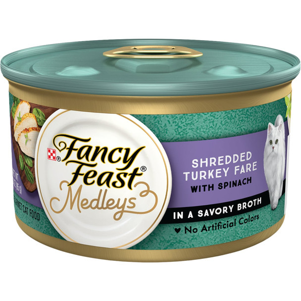 Purina Fancy Feast 3 Oz. Shredded Turkey Fare Medley Wet Cat Food 57048