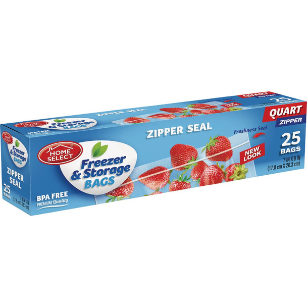 Home Select Qt. Zipper Freezer Bag (25-Count) 6077-24