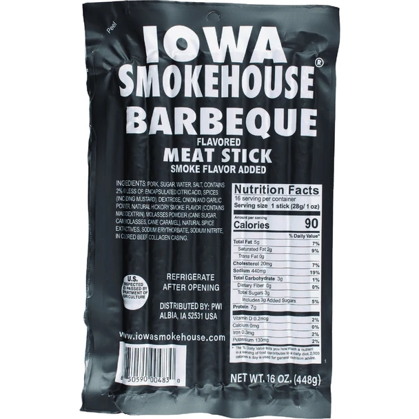 Iowa Smokehouse 16 Oz. BBQ Meat Sticks IS-16MSBBQ Pack of 10