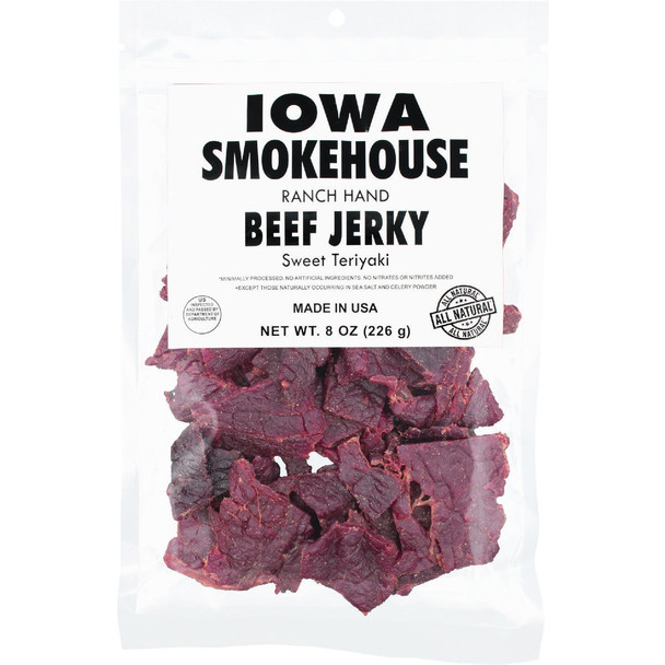 Iowa Smokehouse 8 Oz. Ranch Hand Beef Sweet Teriyaki Jerky Pack of 6