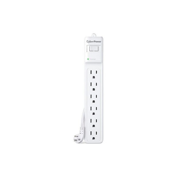 Cyberpower OutletStrip,White,9-23/32in,6Outlets B6012